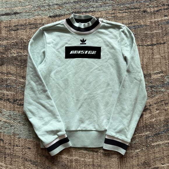 Women's Adidas Adistar Mint Green Mock Neck Pullover Sweater Sweatshirt Medium - Picture 1 of 4